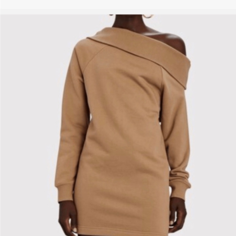 Marissa Webb off shoulder plush sweatshirt dress